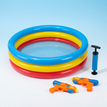 Piscine gonflable 3 anneaux avec pompe manuelle et pistolets à eau