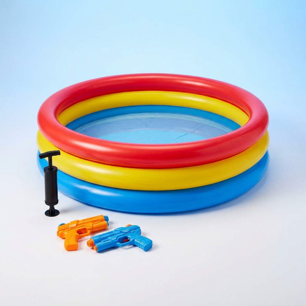 Pack complet piscine enfant avec pompe et jouets d'eau